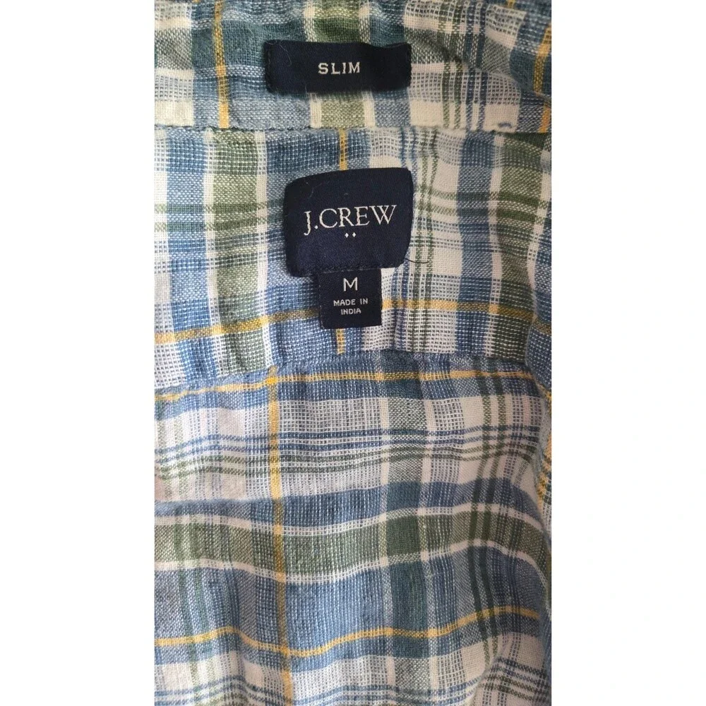 J.Crew Slim Fit Linen Blend Plaid Button-Down Shirt – Men's Medium